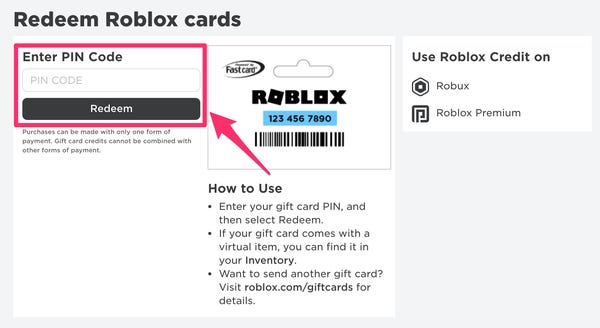 How can you redeem Roblox gift card PIN 