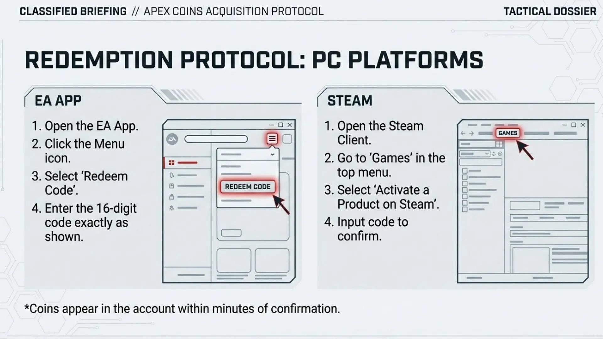 redeem Apex Legends coins