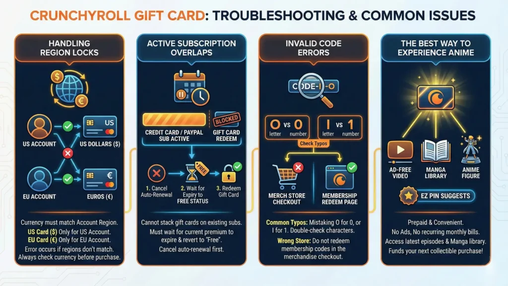 error fix Crunchyroll gift cards
