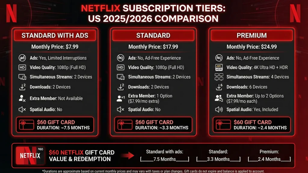 Netflix subscription tiers and how to activate